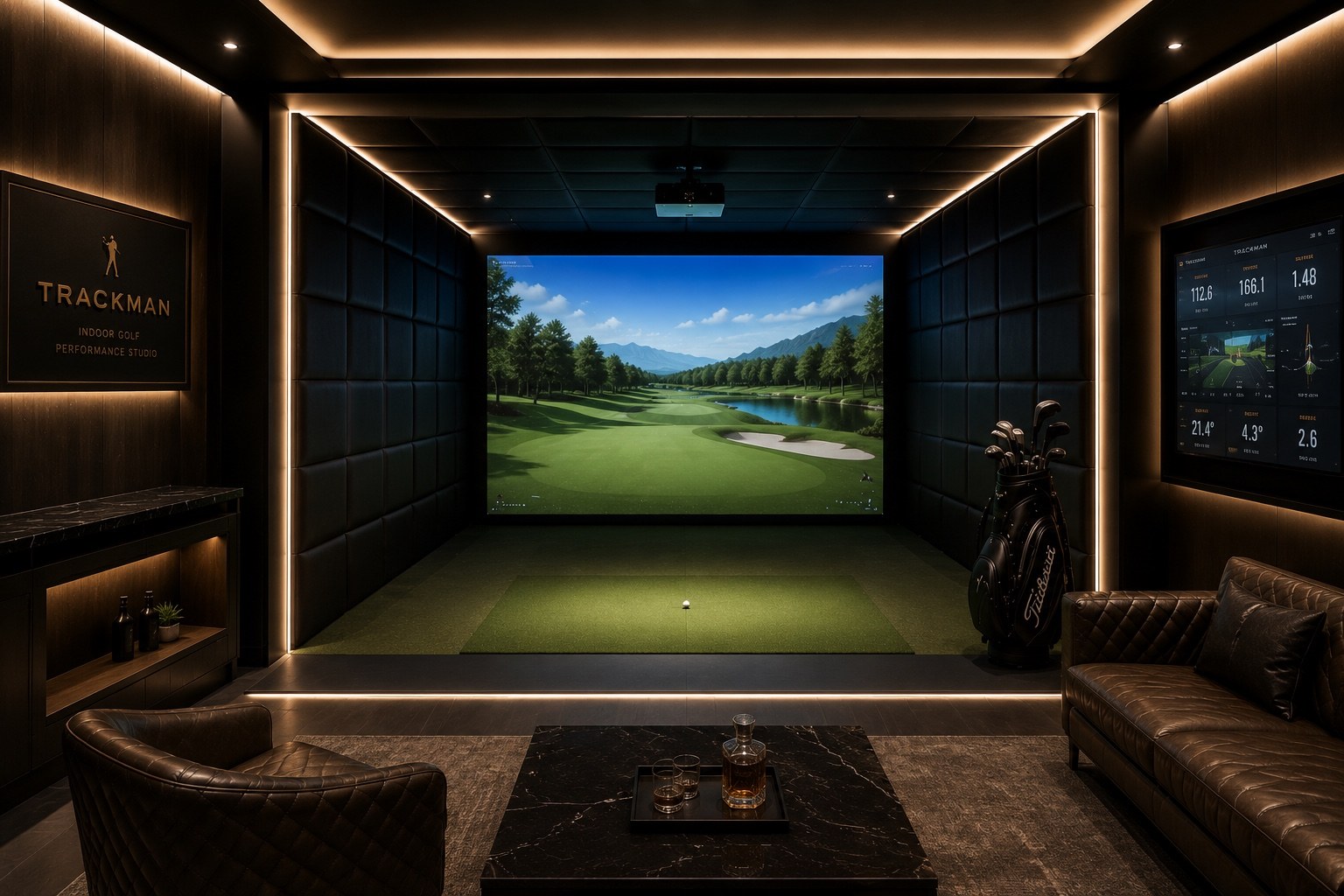 Traitement acoustique pour salle de golf indoor